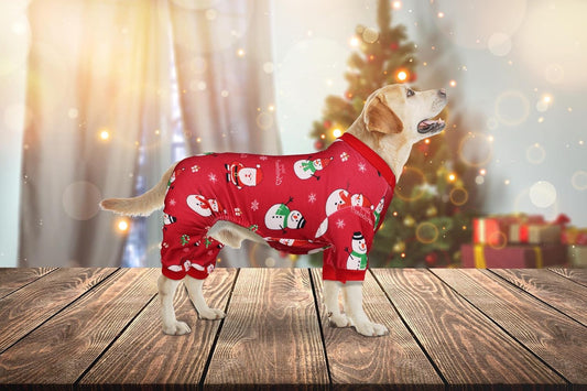 Dog Christmas Pajamas Snowman Pet Clothes Costumes Pjs Stretchy Funny Pet Outfit Dog Pajamas for Large Dogs(XL)