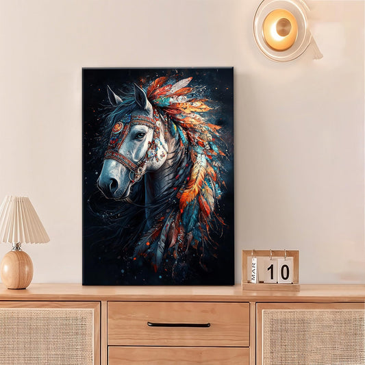 Horse Pictures Wall Art, Horse Animal Bathroom Wall Decor, Aesthetics Modern Framed Painting Elegant Canvas Artwork for Bathroom Bedroom Living Room Decorations 24"L x 16"W
