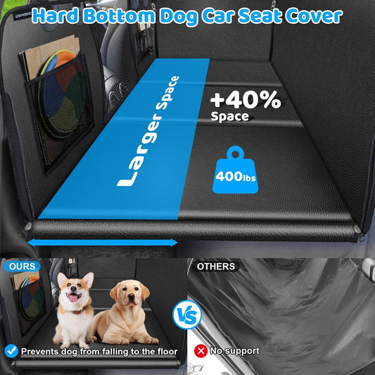 URPOWER PU Leather Back Seat Extender for Dogs β Hard Bottom Dog Car Seat Cover Holds 400 lbs, Anti-Scratch & Waterproof Dog Hammock for Cars, SUVs & Small Trucks, Dogs Car Bed Pet Backseat Protector