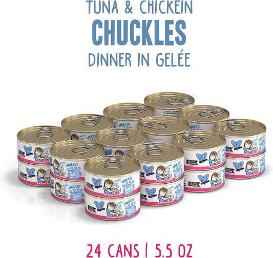 Weruva BFF Minced Natural Wet Cat Food, Tuna and Chicken Chuckles in Gelee, 5.5oz Can, Pack of 24