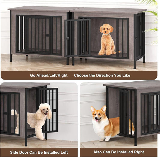 EasyCom 31.5" Small Dog Crate Furniture, Chew-Resistant Dog Crates for Small and Medium Dogs, Dog Kennel Furniture Indoor with 2 Doors and 3.94" Raised Feet, as TV Stand, End Table, Crate Table