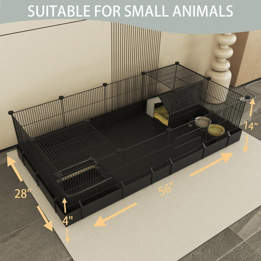 Xymoso DIY Guinea Pig Cages with Waterproof Canvas Bottom,16 Panels Small Animal Cage Pet Playpen with Door for Bunny Turtle Hedgehog,Indoor Metal Wire Yard Fence Outdoor