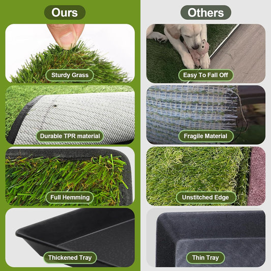 Dog Grass Pad with Tray(40Γ27.5 inch), Large XL Reusable 3-Layer Dog Pee Potty Grass Pads, Easy to Clean Artificial Fake Grass for Indoor Outdoor and Balcony (2 Pcs Grass Pad+Drainage Grate+Tray)