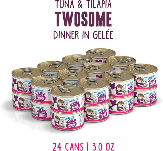 Weruva BFF Minced Natural Wet Cat Food, Tuna and Tilapia Twosome in Gelee, 3oz Can, Pack of 24