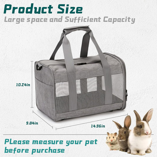 PINVNBY Small Pet Carrier, Guinea Pig Carrier, Bunny Carrier for Travel Camping Outdoor, Breathable Pet Portable Hand Bag for Hamster Bunny Guinea Pig(Gray)