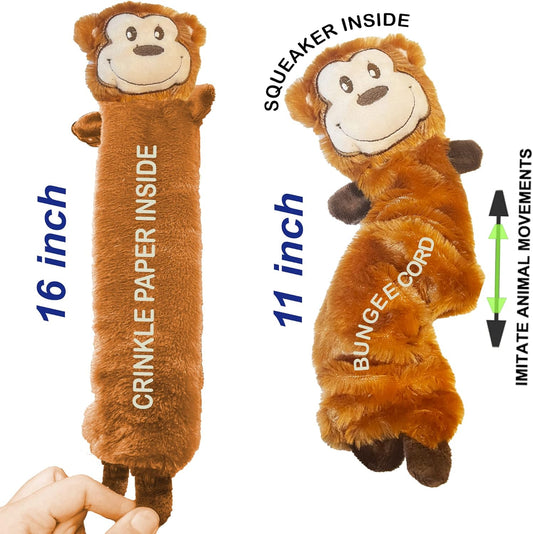 Jalousie 5 Pack Stuffingless Dog Squeaky Toys Dog Toy w/Durable Liner No Stuffing Dog Toy - Dog Toys Crinkle Paper Squeaker Toy for Medium Large Dogs (5 Pack Bungee Body Stuffingless Crinkle Paper)