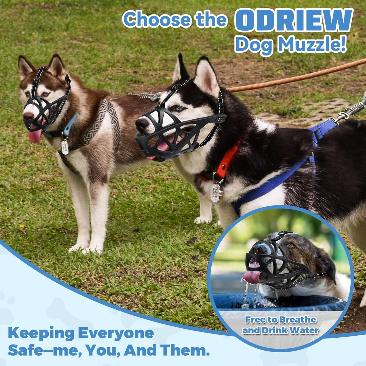 Dog Muzzle for Large Dogs, Breathable Basket Muzzles for Small, Medium and X-Large Aggressive Dog, Allows Panting Drinking, Suitable for Grooming Trimming Training (Black, S)