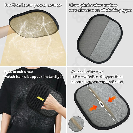 2 Pet Hair Removal Gloves, 2 Flea Combs for Cats and Dog,Reusable Electrostatic Gloves and Long & Short Flea Combs, 4 PCS pet hair removal tools