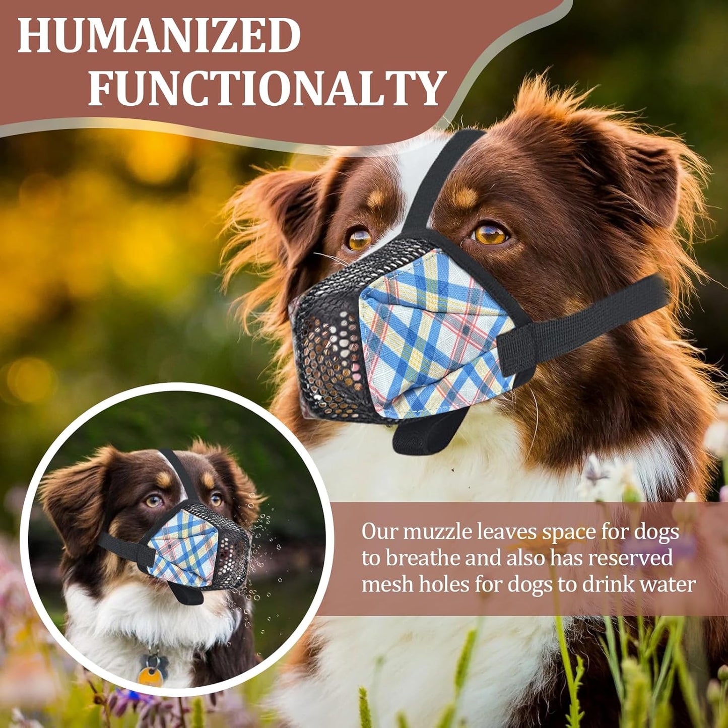 Dog Muzzle for Small Large Dogs - Soft Nylon Basket Muzzle with Adjustable Strap, Breathable Mesh Design Prevents Biting Chewing Licking Eating - Ideal for Training, Grooming & Vet Visits (Blue, S)
