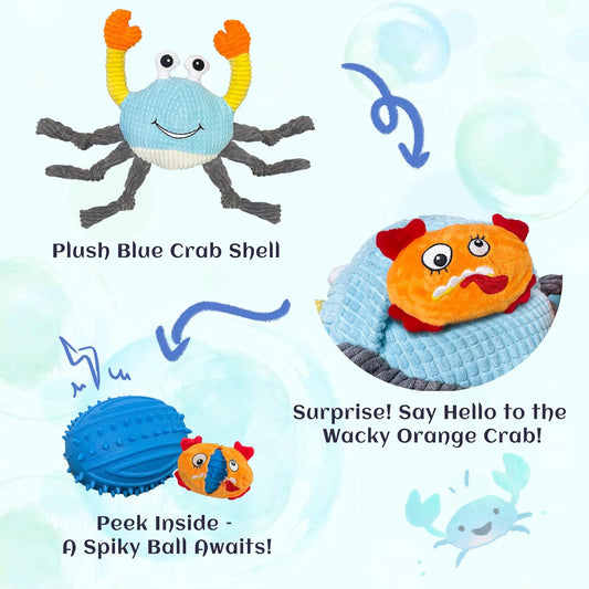 Dog Toys for Aggressive Chewers – 3-in-1 Squeaky Interactive Chew Toy with Spiky Ball for Small, Medium & Large Dog, Pet Plush Toys(Bouncing Ball Not Included)