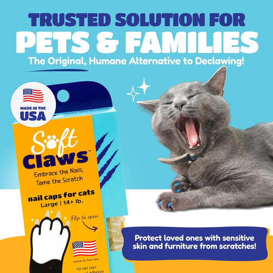 Soft Claws Cat Nail Caps for Large Cats β (40 Caps, The Games) - Made in USA - Veterinarian-Developed | Protects Furniture & Skin - Easy to Apply, Long-Lasting Anti-Scratch Soft Cat Claw Covers