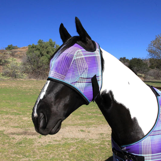 Kensington Fly Mask Web Trim Protects Horses Face and Eyes from Bites and Sun Rays While Allowing Full Visibility Ears and Forelock Able to Come Through The Mask, Medium, Lavender Mint