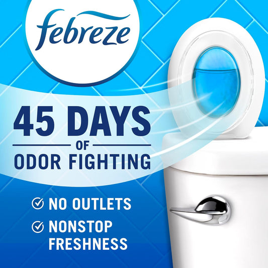 Febreze Bathroom Air Freshener, Odor-Fighting, Plug In Alternative, Air Fresheners for Home and Bathroom and Kitchen, Closet Air Fresheners, Linen & Sky Scent, 4 Count