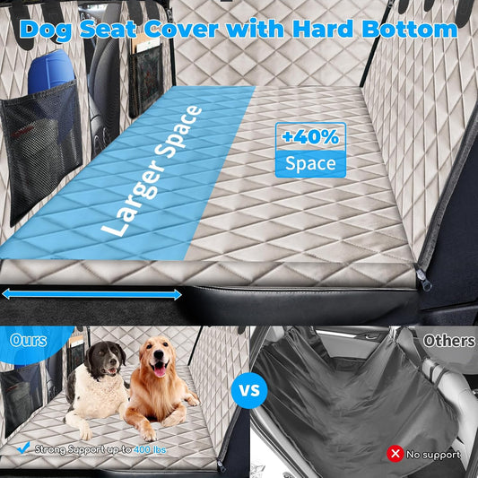URPOWER XL Dog Back Seat Extender for Crew Cab Truck, Hard Bottom Dog Car Seat Cover Waterproof Dogs Car Hammock Pet Backseat Bed, Pet Truck Accessories for F150 / RAM 1500/ Tundra Crew Cab