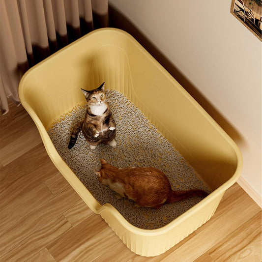 Vealind Extra Large Litter Boxes for Big Cats 31''Γ21''Γ16'', XXL Litter Boxes for Big Cats or Multiple Cats, Jumbo High Sided Litter Pan, Leak-Proof & Anti-Splashing, Easy Clean & Durable (Yellow)