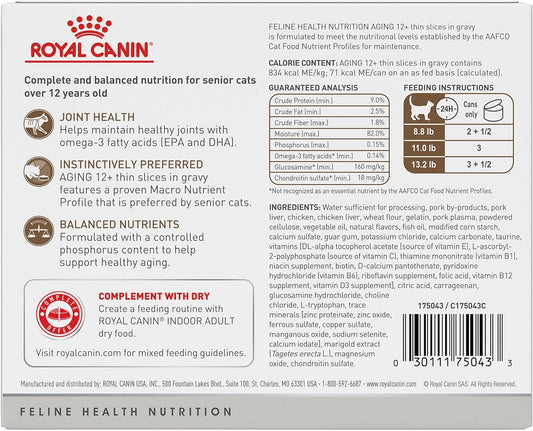 Royal Canin Aging 12+ Thin Slices in Gravy Canned Cat Food, 3 Oz Can (6-Pack)