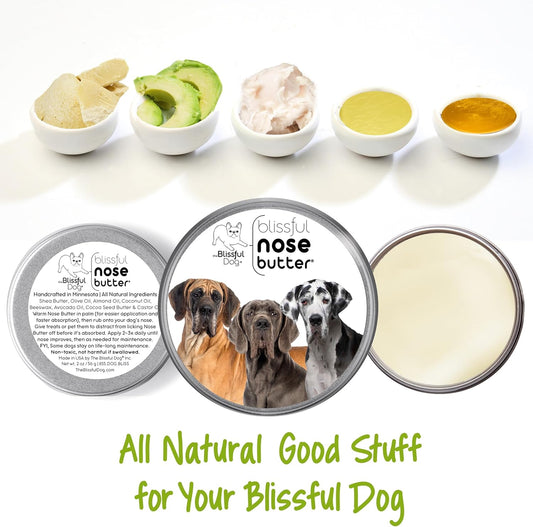 The Blissful Dog Great Dane Nose Butter for Dry, Cracked Skin, Lick-Safe Dog Nose Balm with Moisturizing Shea Butter, Almond, Olive, and Essential Oils, Pet Supplies, Uncented, 8 oz.