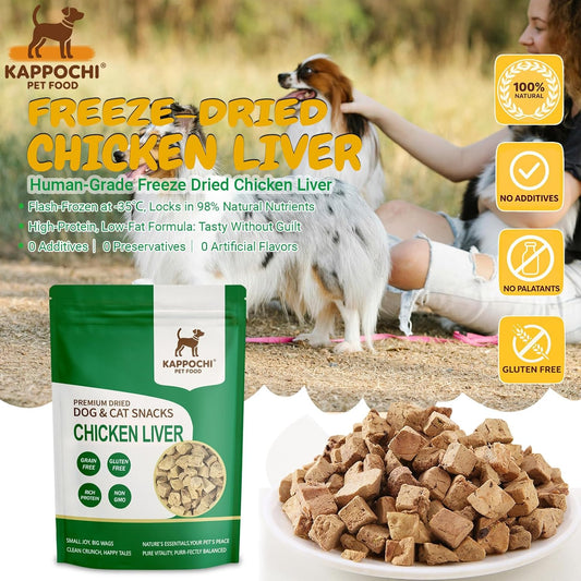 Freeze-Dried Chicken Liver Dog Treats, 3.5oz(100.0g), Single Ingredient, High Protein Training Treats, Natural & Raw, No Additives, Grain Free, Gluten Free