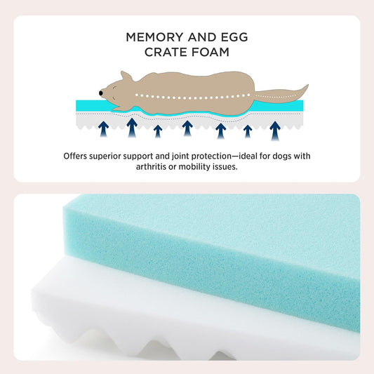 Bedsure Orthopedic Dog Bed for Extra Large Dogs and Crate - Thick Memory Foam Pet Mattress with Removable Washable Cover and Egg Crate Foam, Suitable for Pet Up to 100 lbs, XL 41x29x4 Inches, Grey