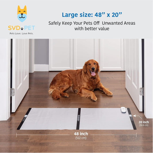 SVD.PET (2-Pack Pet Training Mat with Tester, Pet Shock Pad, Dogs & Cats Electronic Repellent mat for Indoor, 3 Training Modes, 5 Levels, Pet Safe Mode (White controler 48" X 20")