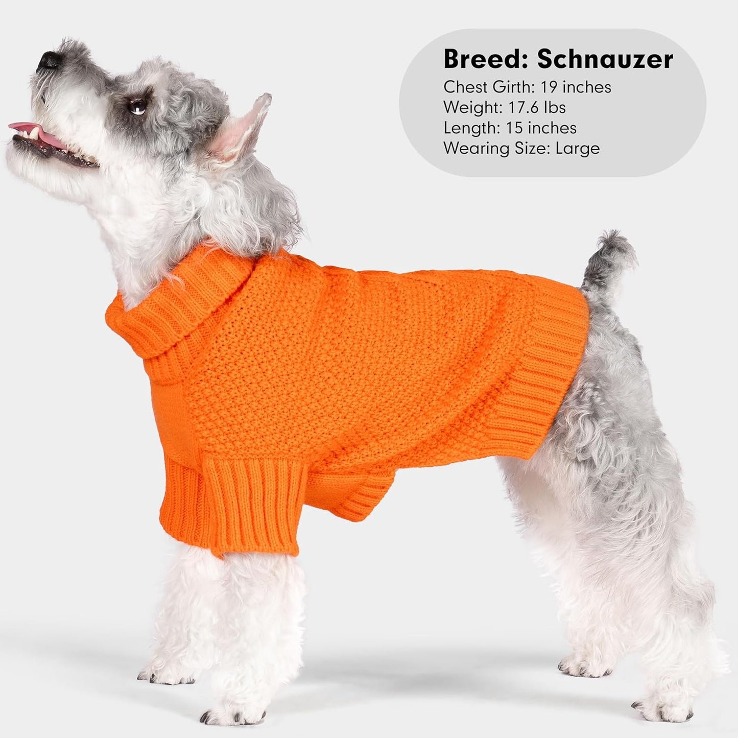 cyeollo Dog Sweater Pullover Turtleneck for Dogs, Classic Knitwear Fall Winter Cold Weather Dog Clothes Warm Pet Apparel Small Medium Large Doggie Sweaters, Orange M