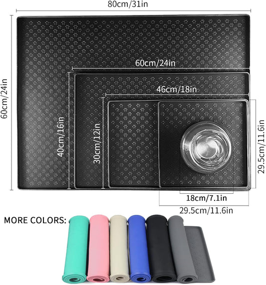 Ptlom Pet Placemat for Dog and Cat, Mat for Prevent Food and Water Overflow, Suitable for Small, Medium and Big Pet,24.5" 16.5", Black