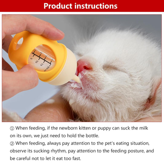 Puppy Bottles for Nursing,Kitten Bottles for Nursing,Pet Feeding Bottle,(Yellow- 20ml)