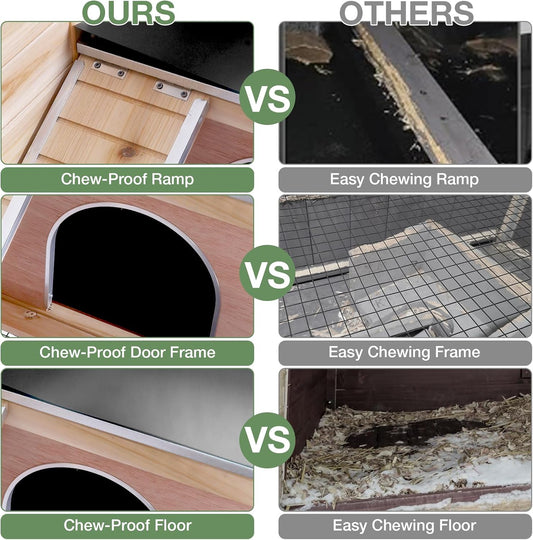 Guinea Pig Cage with Wooden Stand - Hamster Cage, Small Animal Cage Anti Chew Ramp, Hideout, Platform, Pull Out Tray (Wood, L)