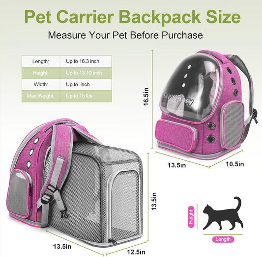 Expandable Cat Backpack,Cat Bubble Backpack Carrier for Carrying Cats, Pets and Small Dogs,Airline-Approved,Designed for Travel, Hiking, Walking,Car (Pink