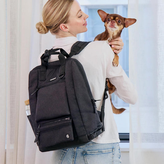 Porter 2-in-1 Dog Gear Backpack β Premium Dog Travel Bag with 10 Pockets, Zip-Off Treat Pouch, Leash Clip, Waterproof Pockets & Water Bottle Holder β Weekend, Hiking, Camping, Graphite