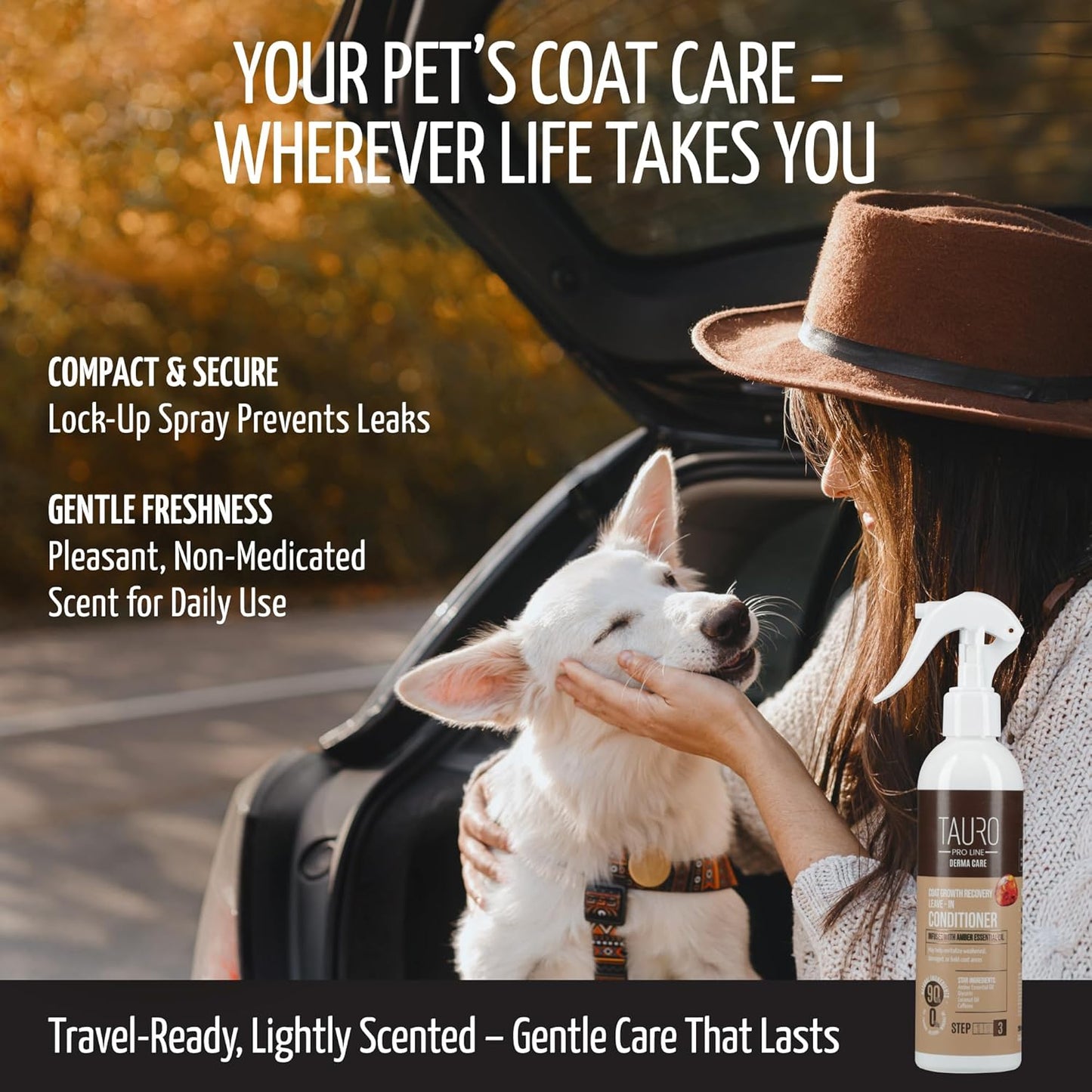 Tauro Pro Line Dog Leave in Conditioner Spray - Supports Pet Coat Regrowth - Cat & Dog Detangler Spray for Shedding, Matted Hair or Post-Surgery Care, Ideal for Doodle, Poodle (Derma Care 8.5 Fl Oz)