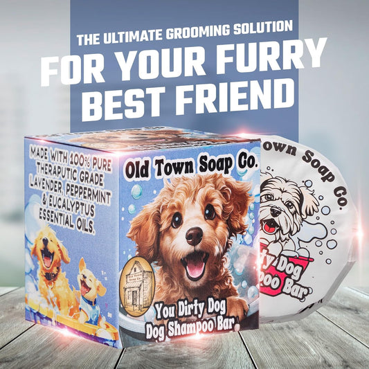 Old Town Soap Co. The Natural Dog Shampoo Bar Soap - for Sensitive Skin | All Natural Dog Soap Bar Made with 100% Therapeutic Grade Lavender, Peppermint & Eucalyptus Essential Oil, 5 oz (Pack of 2)