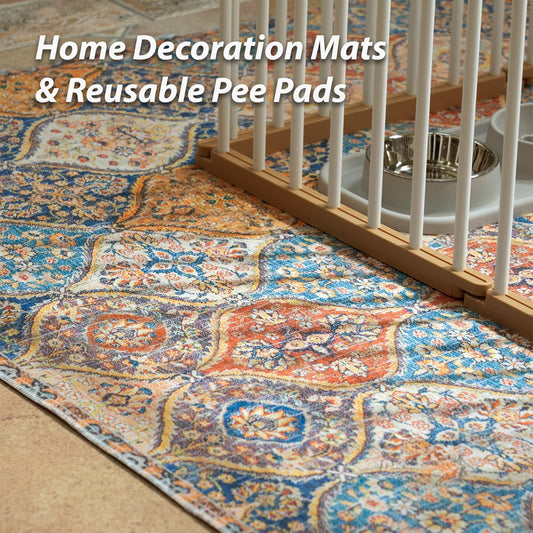 nunubaby Reusable Potty Pads for Dogs for Crates and Floors. Washable Pee Pads for Dogs, Stylish, Non-Slip and Leak-Proof Pee Pads.(Cream/Multi, 36" x36")