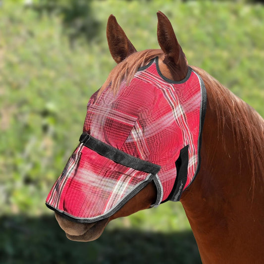 Kensington Signature Fly Mask with Removable Nose β Protects Horses Face and Nose from Biting Insects and UV Rays While Allowing Full Visibility β Ears and Forelock Able to Come Through The Mask