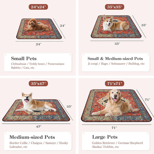 HAOCOO Washable Pee Pads for Dogs, Super Absorbent Reusable Puppy Training Pads, (2 Pack) 2Ft x 2Ft Dark Red Waterproof Leak-Proof and Non-Slip Whelping Pads Potty Pads for Pet Housebreaking