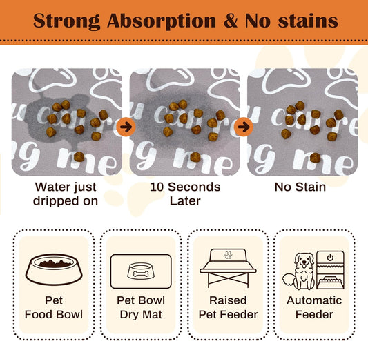 Pet Feeding Mat for Floors Waterproof Dog Mat for Food and Water Absorbent Quick Dry Non Slip mat for Cat Bowls