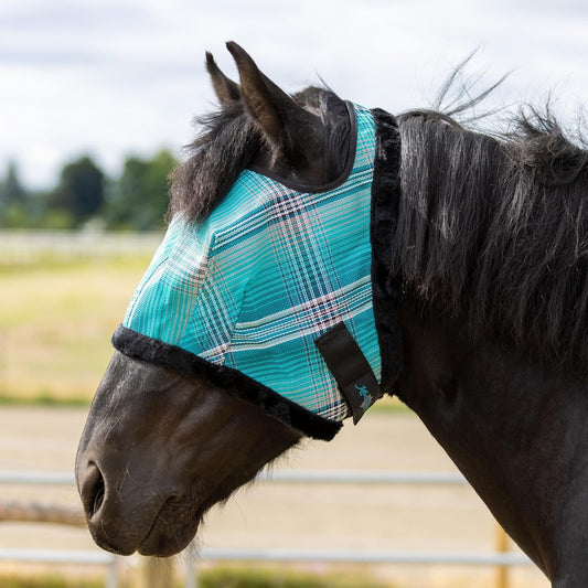 Kensington Fly Mask with Fleece Trim for Horses β Protects Face and Eyes Helps Block Sun Rays While Allowing Full Visibility β Breathable and Non Heat Transferring