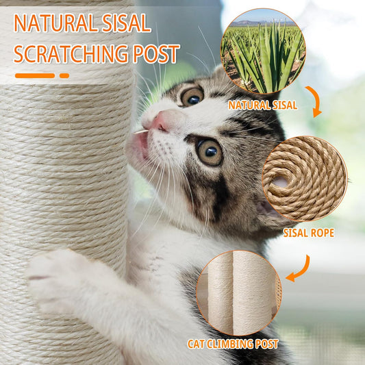 Wood Cat Tree Tower with Scratching Posts â Handmade Cat Condo for Indoor Cats â Cat Scratcher & Resting Platform â Stable & Stylish Cat Furniture