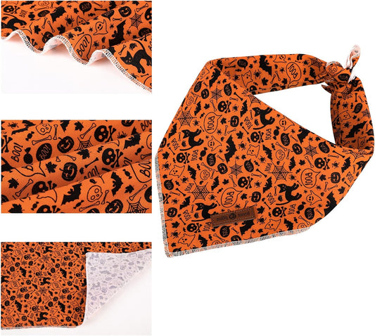 Lionet Paws Halloween Dog Bandana,Fabric Black Bat Dogs Kerchief for Medium Large Dogs,Dog Cotton Triangle Bibs Scarf for Girl Boy