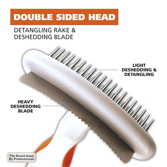 Wahl 2-in-1 Combination Double Row Pet Rake with Hair Shedding Blade for Dog or Cat Fur by The Brand Used by Professionals β Model 858424