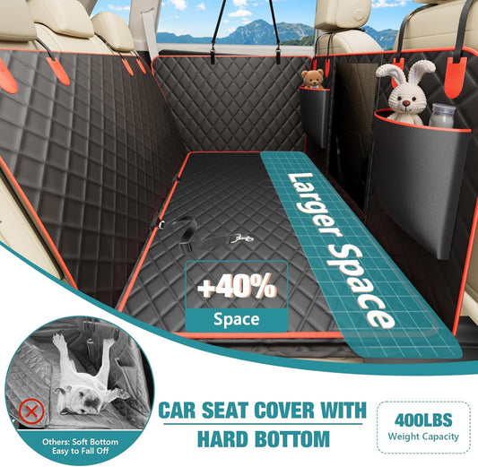 Waterproof Dog Car Seat Cover for Back Seat β Heavy Duty Back Seat Extender for Dogs with Hard Bottom, 7-Layer Protection, Non-Slip & Scratchproof, Easy to Install (Red)