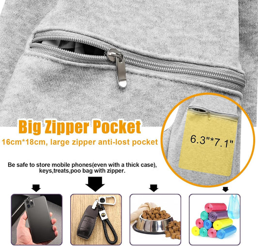 Tomkas Small Dog Sling Carrier - Zipper Pocket & Classic Strap - for 3-10 lbs Pets(Grey)