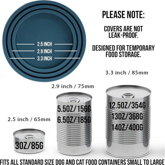 OHMO 2 Pack Dog Food Can Lids, (3,12, 14oz etc.) Universal Size BPA Free Silicone Covers for Cat and Pet Food, Dark Blue