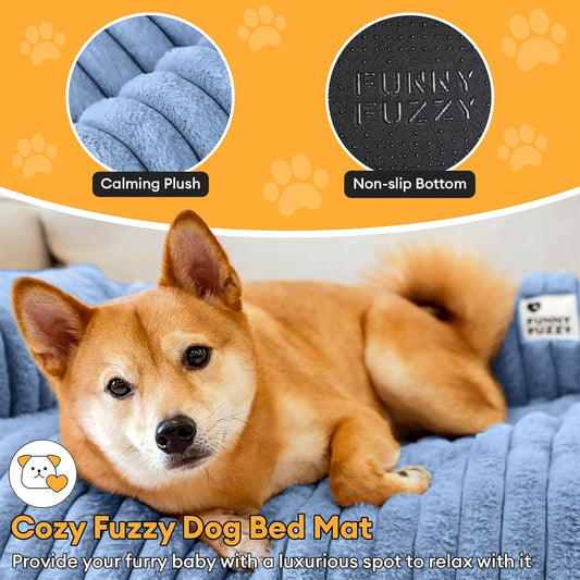 FUNNY FUZZY Pet Couch Cover for Sofa, Calming Dog Bed for Couch, Fluffy Plush Dog Couch Mat for Furniture Protector for Medium Dogs and Cats, 33Γ28 in, Blue