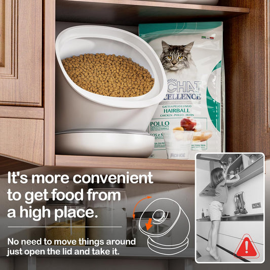 CTIME Airtight Pet Food Storage Container for Small Dog Cat Bird Treats & Dry Food to Keep Fresh -7.2L/2.2Gal (White)