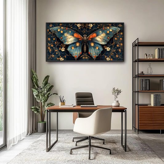 Large Butterfly Wall Art for Living Room, Butterfly Canvas Oversized Wall Decor, Floral Aesthetics Framed Pictures Painting Print Artwork for Bedroom Office 60L" x 30W"