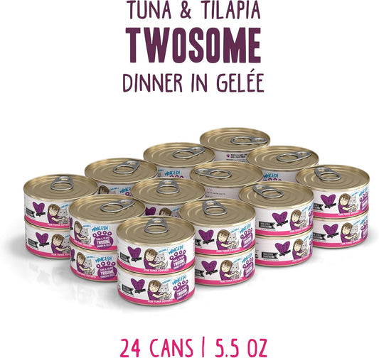 Weruva Best Feline Friend (B.F.F.) Tuna & Tilapia Twosome with Tuna & Tilapia in Gelée Cat Food, 5.5oz Can (Pack of 24)