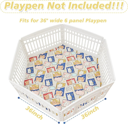 PJYuCien Washable Dog Playpen Mat, Hexagonal 36" Wide, Leak-Proof Reusable Puppy Pee Pads, Non-Slip Pee Mat for Whelping Pads, Potty Training, Puppy Playpen (Note: Mat Only, Playpen Not Included)