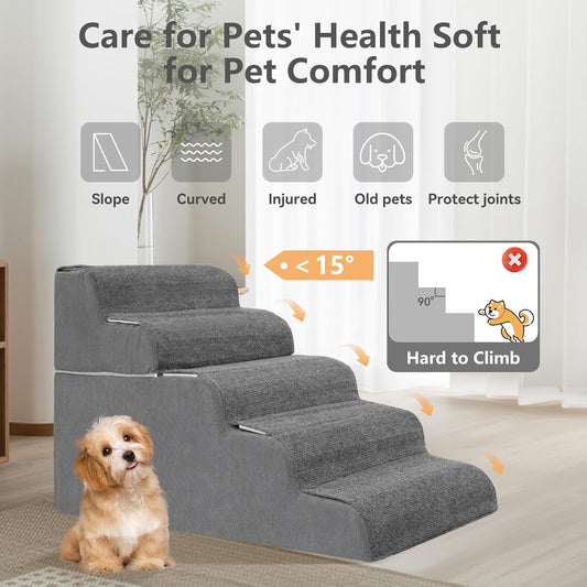 π± π¦ππ²π½π Dog Stairs for High Beds, 21.3" Tall Pet Steps for Small to Large Dogs & Cats, Waterproof with Removable Cover & PE Support Board for Bed, Couch, or Car