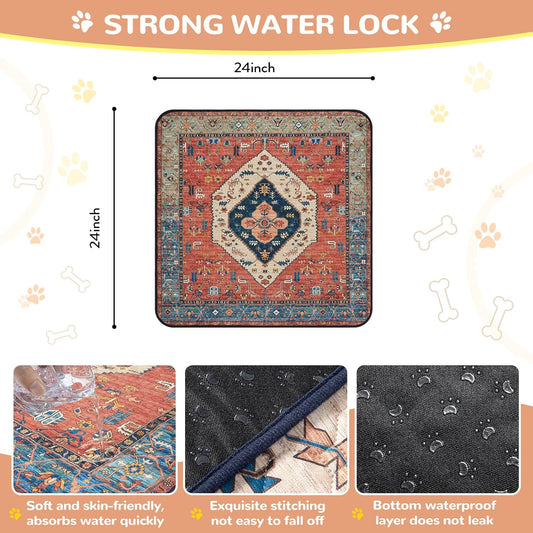 Lahome Super Absorbent & Leakproof Washable Dog Pee Pads - 2 Pack Value Set - Waterproof, Non-Slip Reusable Pads for Puppy Training, Crates & Whelping (24"x24", Red)